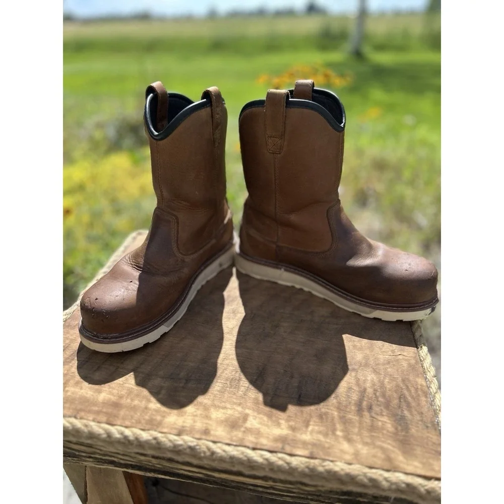 Brunt The Bolduc Comp Toe Pull On Work Boots Brown Leather Men's 7
